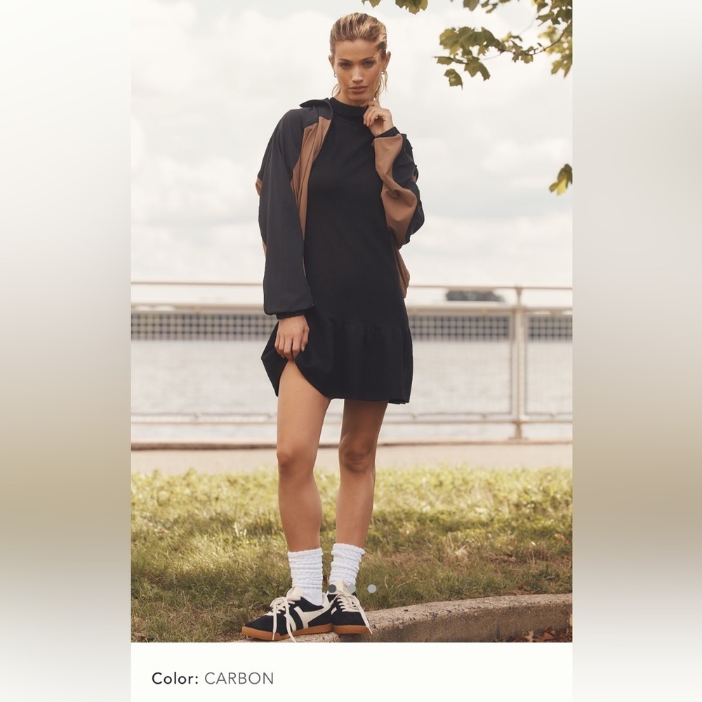 NWT new large Anthropologie sundays Andes sweater dress black mock neck ruffle
